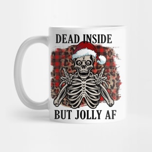 Dead Inside But Jolly AF, Christmas Skeleton Mug